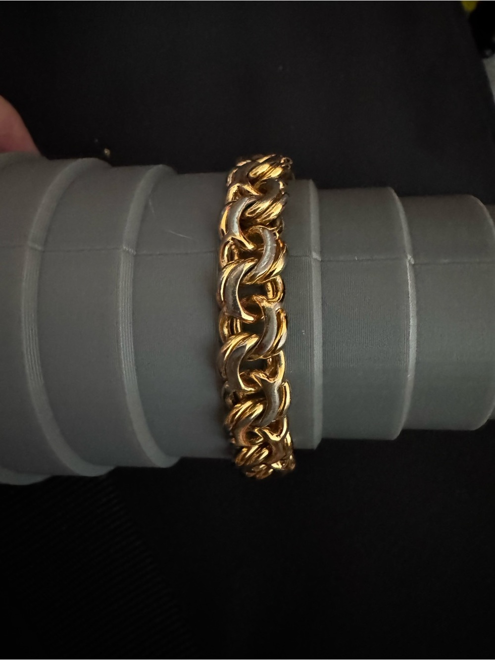 Vintage Monet Gold Tone Byzantine Link Chain Bracelet Toggle Clasp Signed